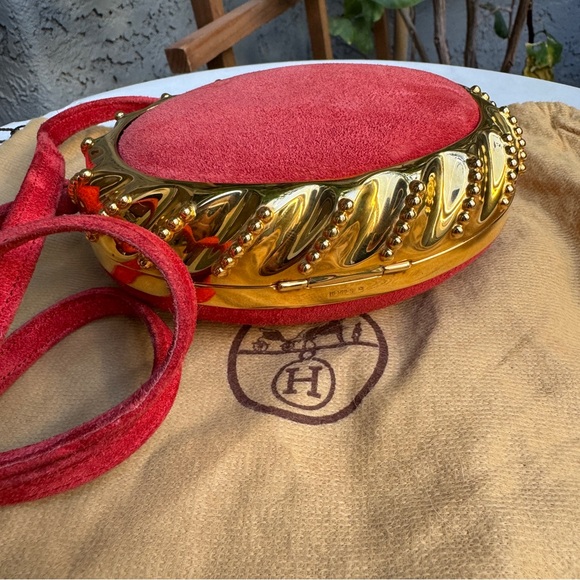 Hermès Oursin Minaudière Pochette Doblis Suede Leather Crossbody - Picture 7 of 16